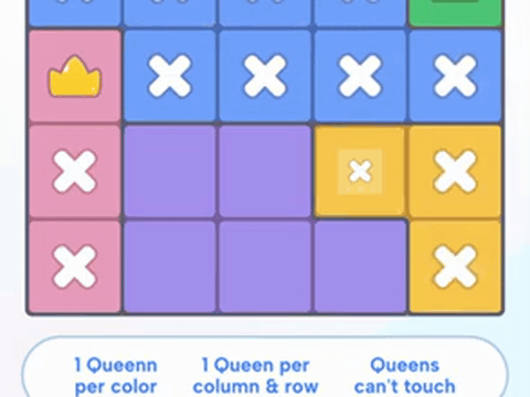 Queens puzzle gameplay